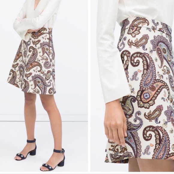 Zara Flared A-Line Paisley Jacquard Print Size  S - Picture 3 of 16
